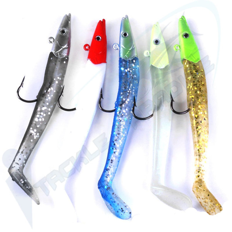 5x Jerk Baits Soft Plastics 110mm Jig Heads